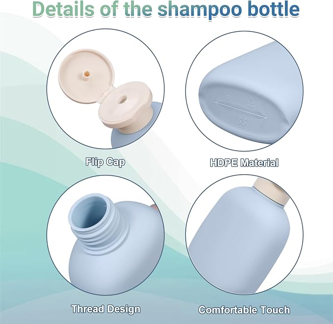 3.4 oz Travel Bottles, Empty Plastic Squeeze Containers With Flip Cap for Toiletries, Leakage-proof Essentials Conditioner (4 Pack, Blue) - Image 4