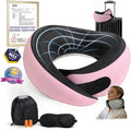Memory Foam Travel Neck Pillow – Ergonomic Airplane Pillow with 360° Head Support | Includes Eye Mask & Ear Plugs | Ultra Portable Neck Pillow Airplane for Flights & Cars(Pink) by Unknown