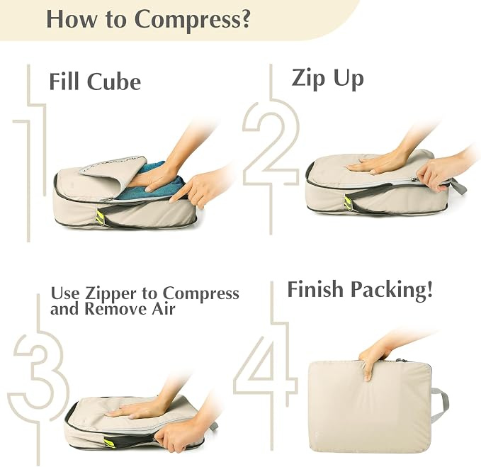 Gonex 6-Piece Compression Packing Cubes with Shoe Bag | Expandable Design, TSA-Approved Toiletry Bag, Ripstop Fabric, Double-Zip Compression, Carry-On Friendly - Image 7