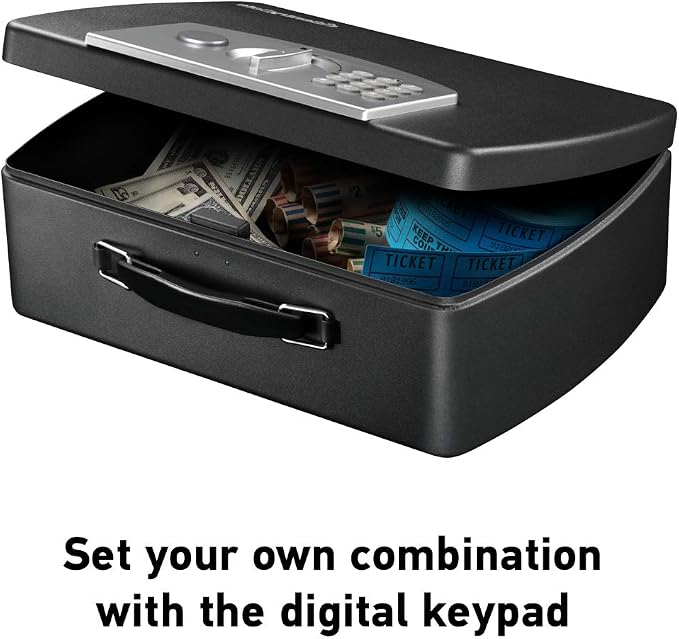 SentrySafe Portable Black Safe Box with Digital Keypad Lock, Small Steel Travel Safe with Carrying Handle for Money, Passport, 0.21 Cubic Feet, 4.4 x 13 x 10 Inches, P021E | Steel Travel Safe With Electronic Digital Keypad, Portable Carrying Handle For... - Image 4