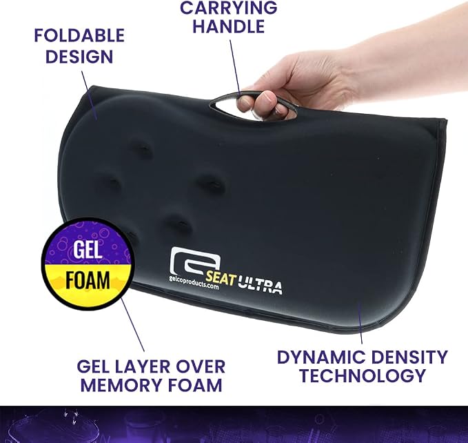 GSeat Ultra Orthopedic Gel and Foam Seat Cushion - for Coccyx, Back, Tailbone, Prostate, Postnatal, and Sciatica Pain/Discomfort - Office, Car, Chair, Travel (Royal Blue) - Image 5