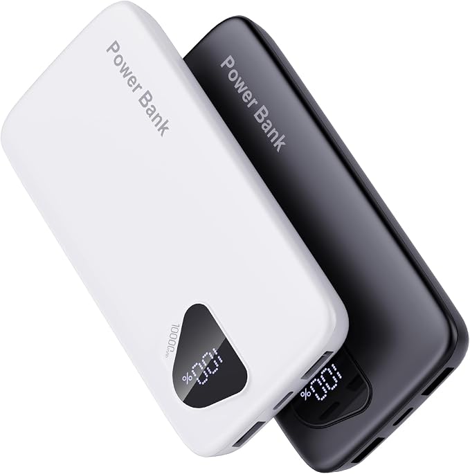 2026 2-Pack 10000mAh Portable Charger Battery Pack with Built in Cables | Travel Essential, 4 Outputs 2 Inputs Slim Power Bank for iPhone 17/16/15/14, Samsung Galaxy S23/22, Pixel etc by FancyBean