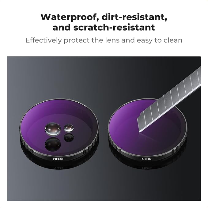 K&F CONCEPT Push-in ND Filter Kit for DJI Osmo Action 5 Pro | ND8 ND16 ND32 ND64 4 Pack Light Reduction Exposure Control Optical Glass Multi-Coated for Osmo Action 3/4, FD131 - Image 5