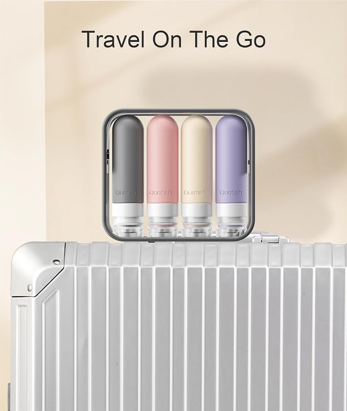 Quatish Travel Bottles for Toiletries, Original Patented Leak Proof Travel Size Containers, 3 oz Tsa Approved Silicone Shampoo and Conditioner Bottles, 4 Pack, Dusty Pink - Image 6