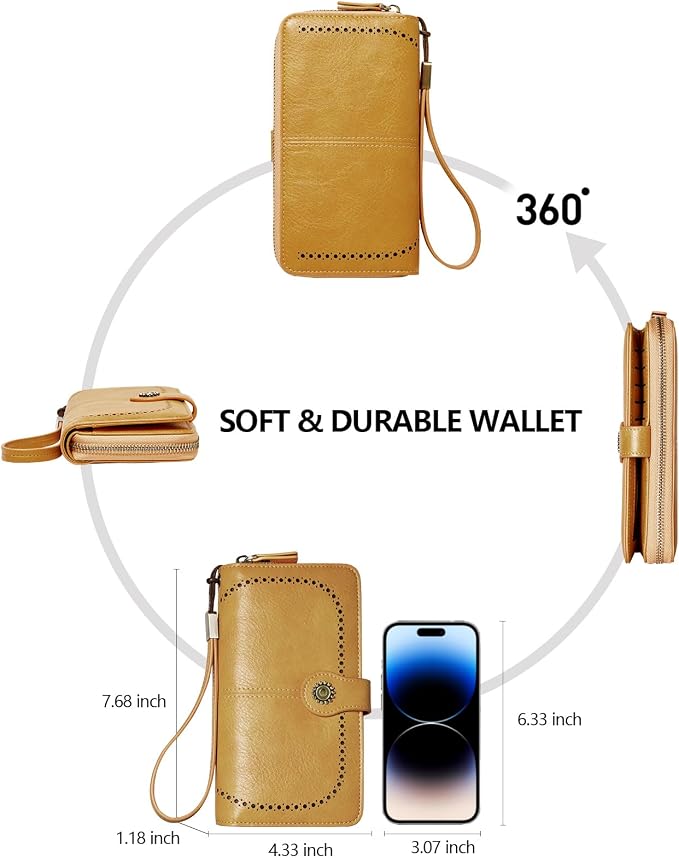 TFKGS Wallet for Women RFID Blocking Leather Large Capacity Card Holder Ladies Phone Clutch Travel Long Purse Wristlet | RFID Blocking - Image 4