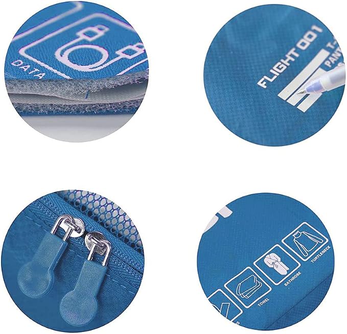 Packing Cubes Set Travel Luggage Organizers Suitcase Lightweight Accessories (Sky Blue) - Image 5