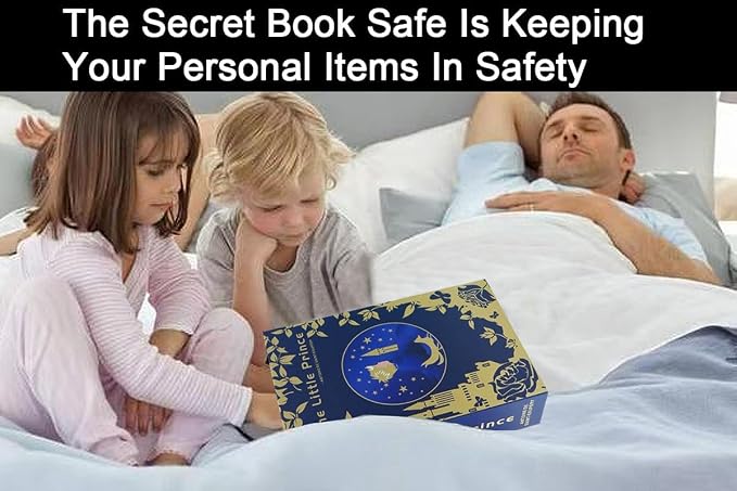 Book Safe with Key Lock - Hidden Compartment Security Box for Cash, Jewelry & Passports | Portable Steel Lockbox for Home, Office, Travel | 9.5"x6.2"x2.2" | Cosmetic Bag Included (The Little Prince) - Image 4
