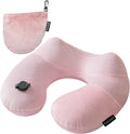 Keemall Inflatable Travel Neck & Shoulder Pillow for Airplanes&Long Trips | Soft Luxury Velvet Neck Support with Washable Cover, for Flights, Camping & Office, Great Travel Gift for Women & Girls, Pink by Keemall