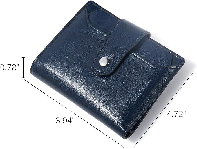 BOSTANTEN Leather Womens Wallet Small RFID Blocking Credit Card Holder | Removable ID Window, Zipper Coin Pocket, Bifold, Minimalist, Fits Small Purses, Daily Use, Ladies Gifts, Blue - Image 5