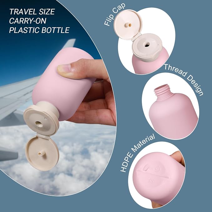 Travel Shampoo Bottle, Empty Plastic Squeeze Bottles 3.4oz with Flip Cap, Lotion Container for Toiletries - Image 2