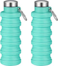 Collapsible Water Bottles,16oz Capacity Portable Reusable Silicone Water Bottle,Leak-proof,with buckle,foldable storage,Lightweight Durable for Fitness,Cycling,Sports,Camping,Hiking(Green+Green) by Unknown