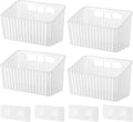 NiHome 4-Pack Cabinet Door Organizer, Adhesive RV Camper Wall Storage Caddy | No-Drill Plastic Bin With Drain Holes For Kitchen Bathroom Pantry Organization, Space Saving Small Item Holder, Medium, White by NiHome