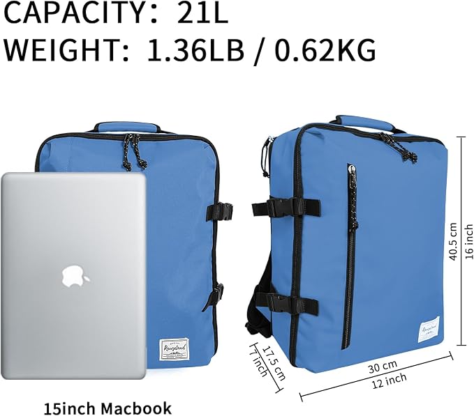 Small Carry-on Backpack Flight Approved Lightweight Casual Laptop Backpack MacBook Pro 16 Travel Gym Sport Daypack, Light Blue - Image 2