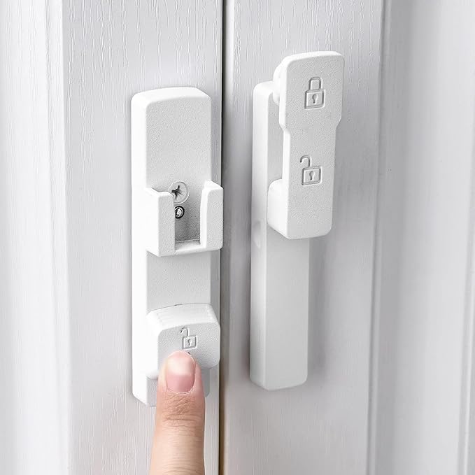 2 Packs Matte White 180 Degree Barn Door Lock,Flip Gate Latches Hardware | Zinc Alloy Door Lock,Sliding Door Latches,for bedroom,drawer,pet enclosures,cabinet,garage,window - Image 9