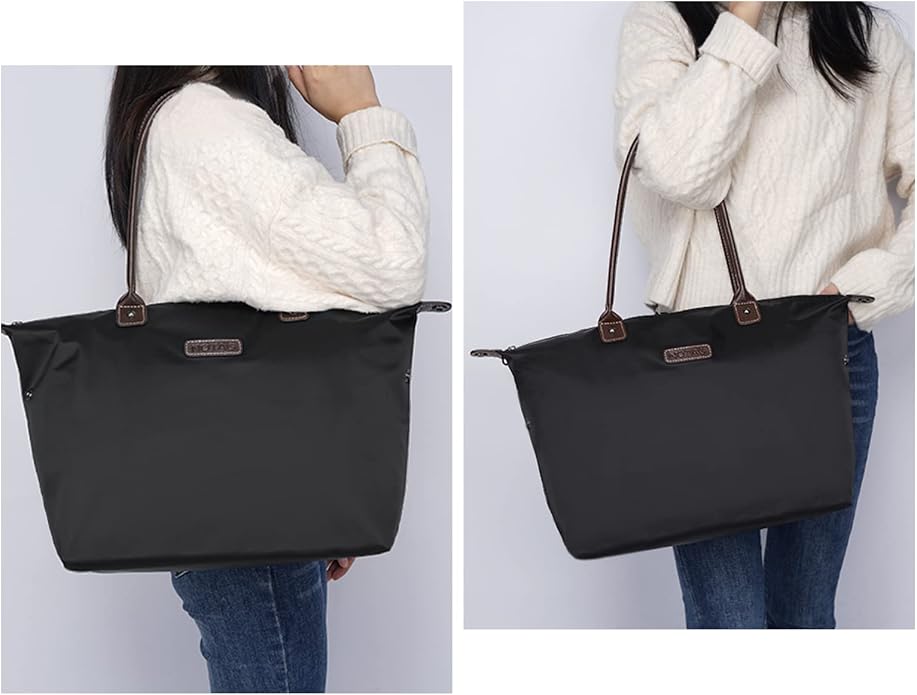 Tote Bags for Women, Foldable Tote Bag with Zipper Top-Handle Purse Waterproof Shoulder Hobo bags Handbags for Travel - Image 2
