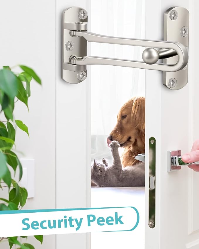 Door Lock Latch for Home Security - Swing Bar Door Safety Locks from Inside | Swing Bar Door Guard Latches for Top of Door Front Safety Childproof Reinforcement Door Stopper for Kids Home Hotel Apartment - Image 6