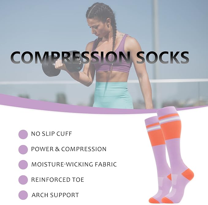 fenglaoda Compression Socks for Women Men 3 Pairs Graduated Compression Support Circulation Socks for Nurses - Image 2