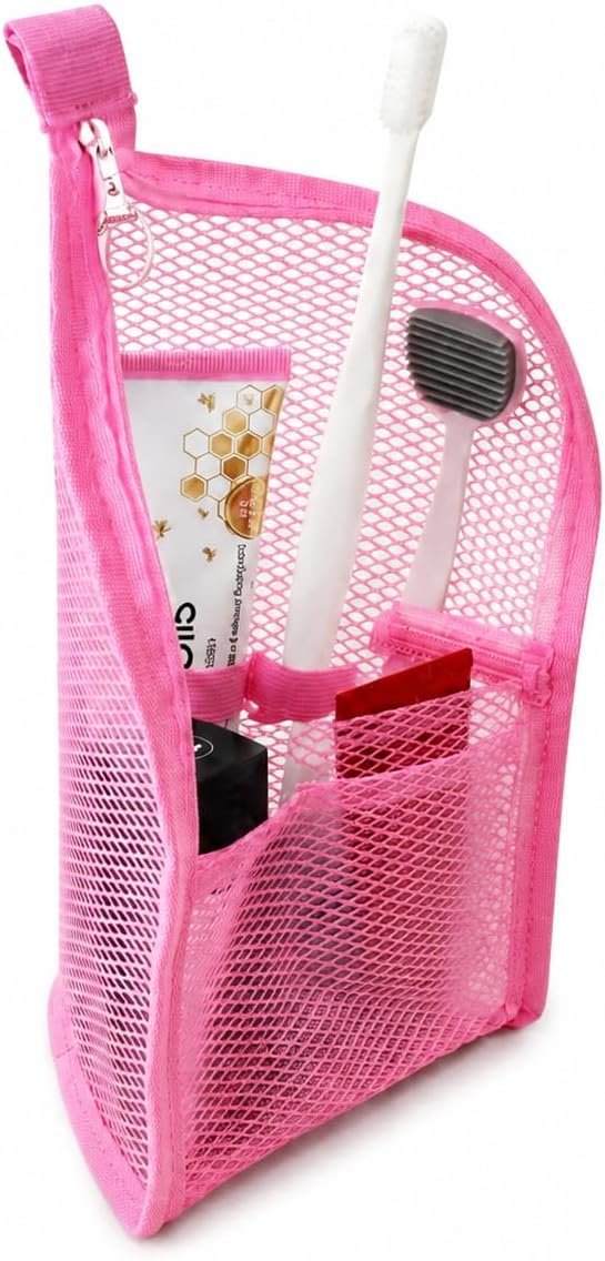 Standing Toiletry Bag for Travel & Gym – Lightweight Waterproof Travel Makeup Bag Organizer, Self-Standing Portable Toiletry Pouch for Weekend Trips Business Daily Use,Pink - Image 2