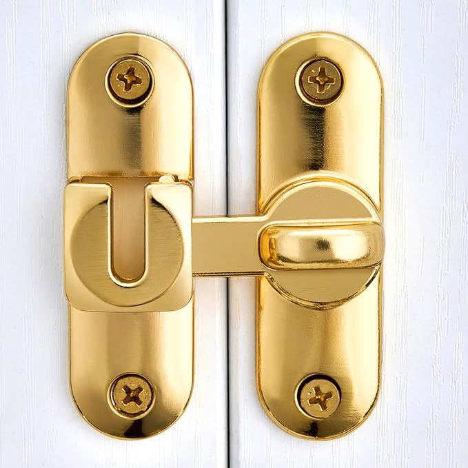 Gold 90/180 Degree Sliding Door Latches,Zinc Alloy Flip Latch | Barn Door Latch,Cabinet Lock,Right Angle Door Lock,for bedroom,cabinet,drawer,Gardens,Wine Cabinet,garage,window,Pet Cage - Image 4