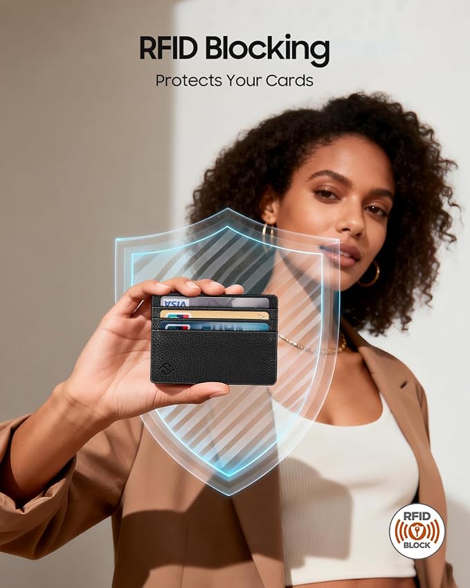 FINTIE Slim Minimalist Front Pocket Wallet RFID Blocking Credit Card Holder | Card Cases with ID Window for Men Women, Black - Image 4
