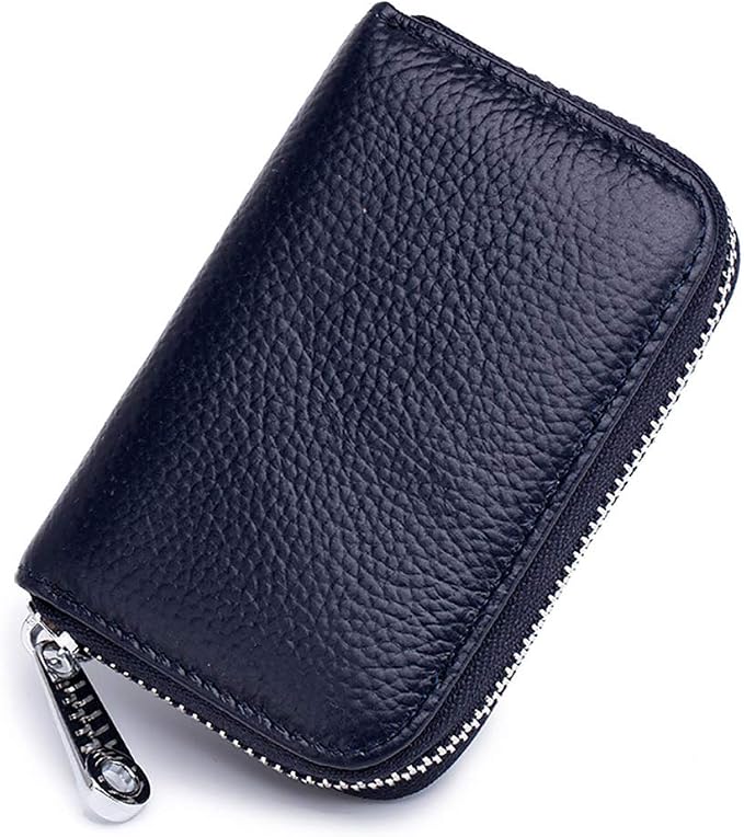 RFID Credit Card Holder Genuine Leather Credit Card Wallet with Zipper | RFID - Image 2