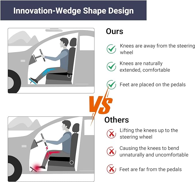 Adult Booster Car Seat Cushion, Wedge Memory Foam Pad for Driving Seat, Effectively Increase Height by 3.94 inch, Car Travel Accessories for Long Trips, (Coffee) - Image 3