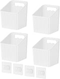 NiHome 4-Pack Cabinet Door Organizer, Adhesive RV Camper Wall Storage Caddy | No-Drill Plastic Bin With Drain Holes For Kitchen Bathroom Pantry Organization, Space Saving Small Item Holder, White by NiHome