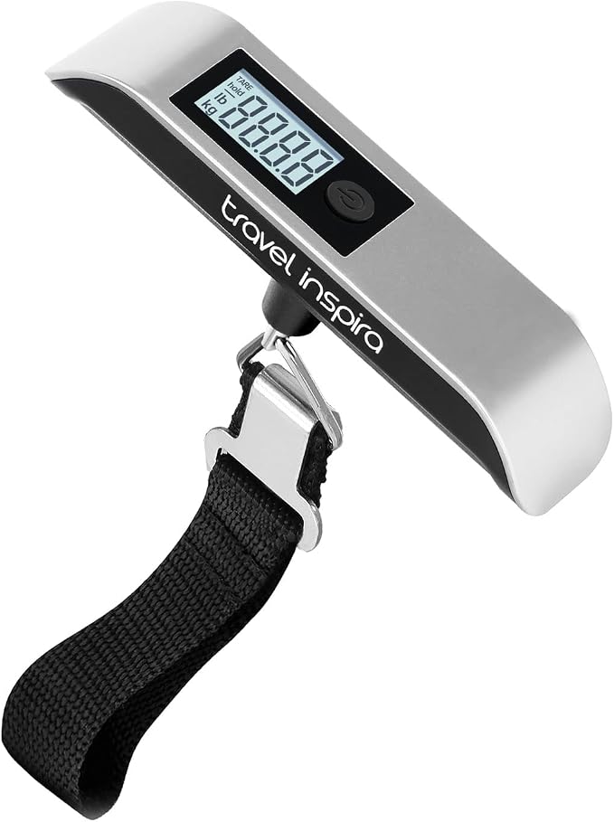 travel inspira Luggage Scale, Portable Digital Hanging Baggage Scale for Travel, Suitcase Weight Scale with Rubber Paint, 110 Pounds, Battery Included by TravelInspira