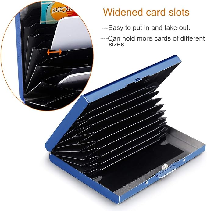 RFID Credit Card Holder Protector Metal Credit Card Wallet Business Card Holder for Men Women Gift Box Package (Blue) - Image 4
