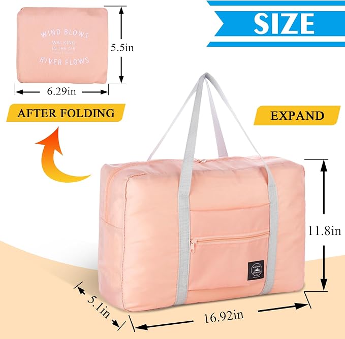 Travel Bag Foldable Duffle Carry on Tote Weekender Overnight Luggage Bag | Travel Bag Carry on Nylon Lightweight Foldable Duffle Tote for Sports Gym Weekender Overnight (With Waterproof Pouch) - Image 2