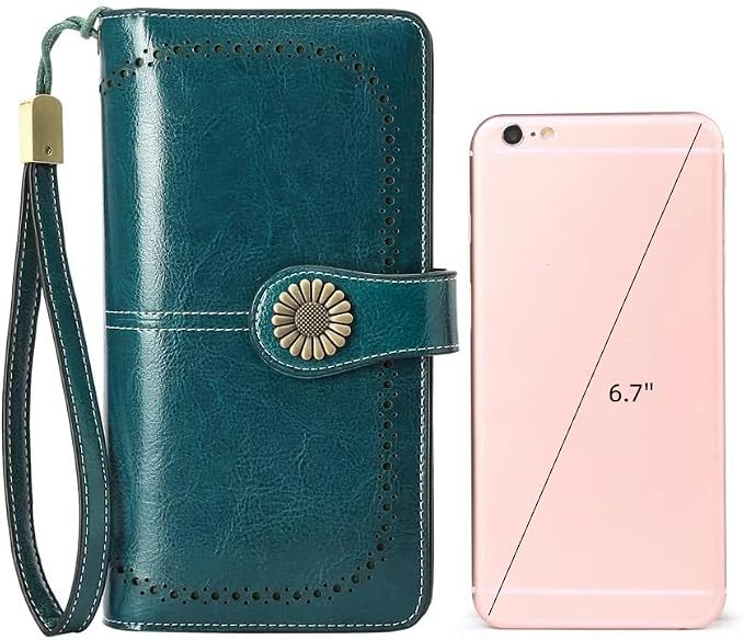 SENDEFN Wallets for Women Leather Credit Card Holder with RFID Blocking Large Capacity Wristlet | with RFID Blocking - Image 5