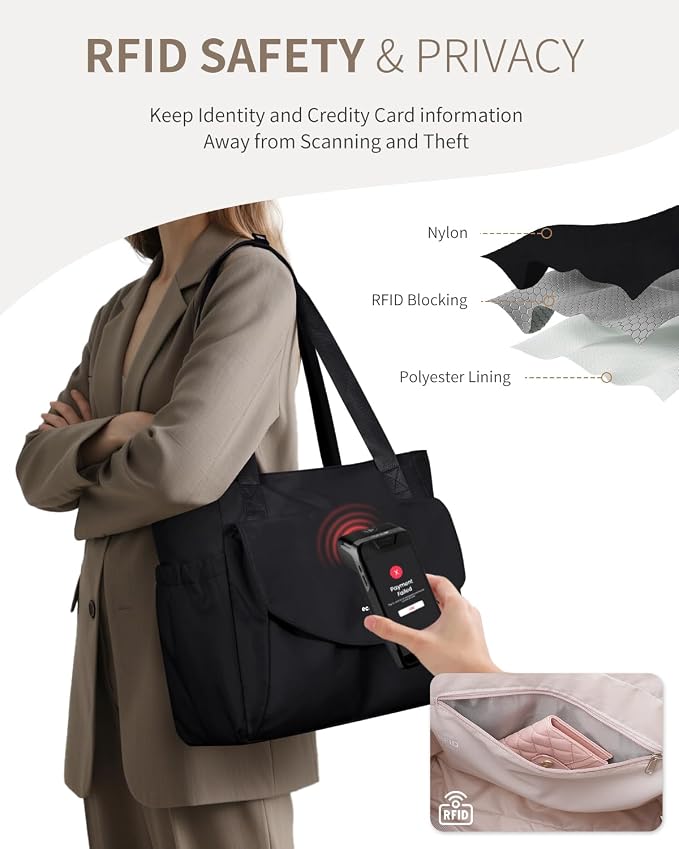 ECOHUB Tote Bag for Women Work Tote Bag with Laptop Compartments Lightweight Shoulder Bag Handbag for Travel College Teacher - Image 4