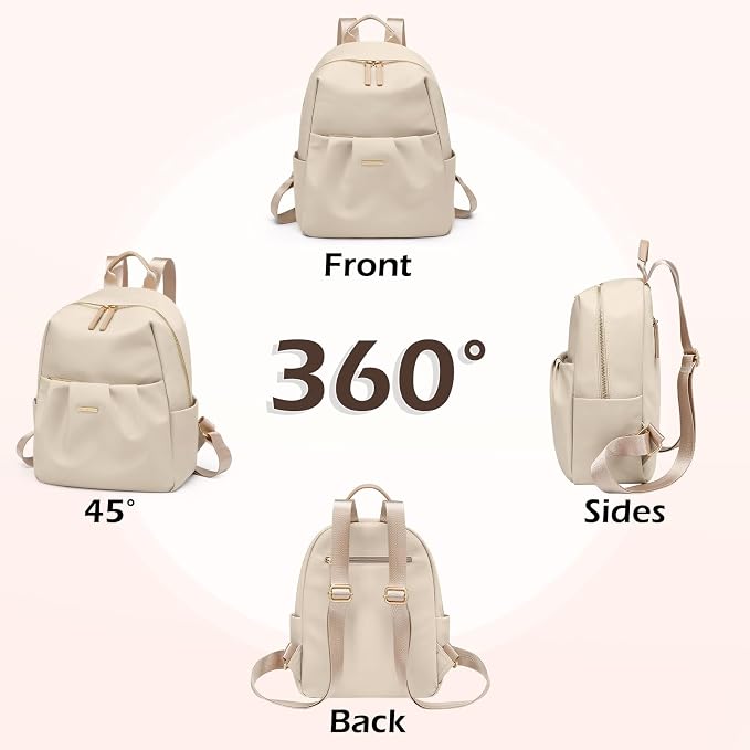 Small Backpack for Women, Cute Backpack Casual Work Daypack Purse for College Travel, fit 9.7 Inch, Apricot - Image 6