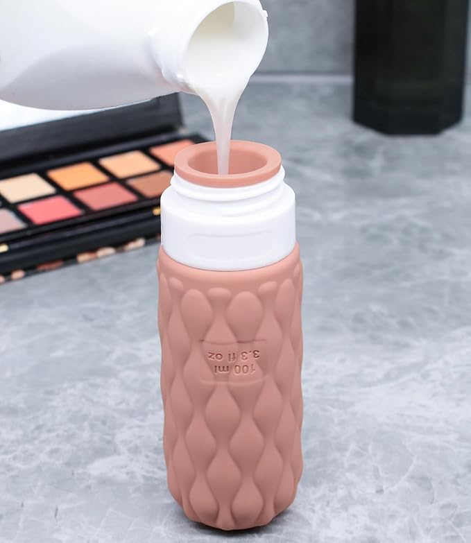 3.4oz Silicone Travel Bottles for Toiletries Refillable Liquid Accessories | for Shampoo and Conditioner, TSA Approved Leakproof Squeeze Bottles Travel-friendly with Labels/Clear Bag - Image 3