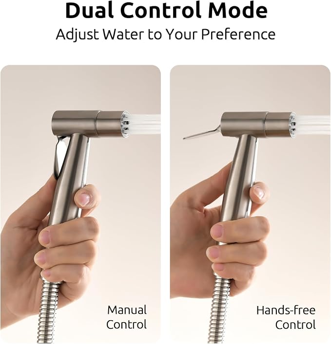 Arofa Hands-Free Bidet Sprayer, Dual Control Mode Bidet Attachment | Adjustabel Water Pressure, Hands-Free Operation, Leak-Free Hose, Fits Two-Piece Toilets, Feminine/Baby/Pet Wash, Easy Install - Image 2