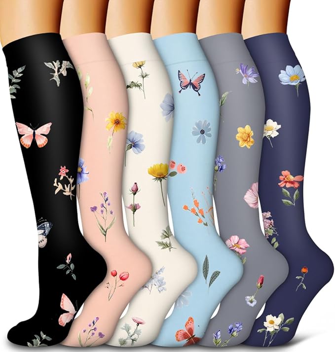 6 Pack Copper Compression Socks for Women and Men Circulation-Best Support for Medical,Running,Nursing,Athletic by Bluemaple