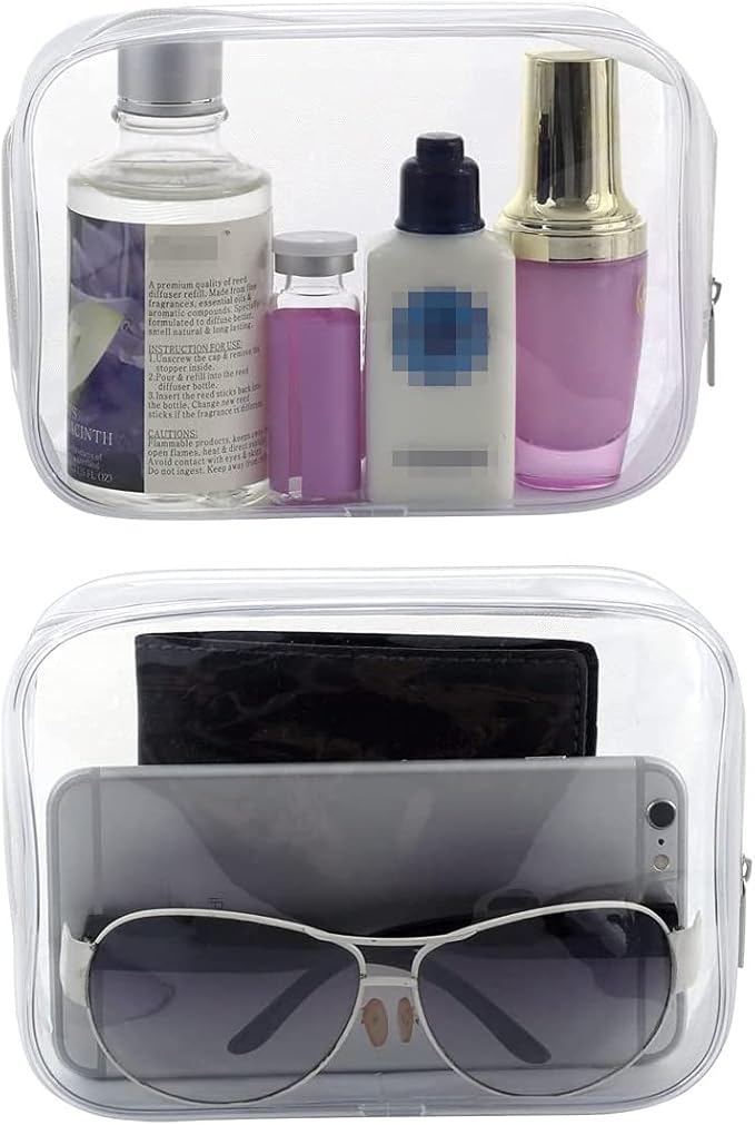 5 Pack Clear Plastic Zippered Toiletry Carry Pouch White Small/Large | TSA Approved, Portable Cosmetic Makeup Bag, For Vacation, Bathroom and Organizing - Image 4
