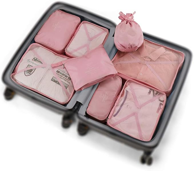 Packing Cubes for Travel, 8 Pcs Set | Luggage Organizers with Shoe Bag and Toiletry Bag, Classification and Storage, Save Storage Space and Luggage Packing Time by Unknown