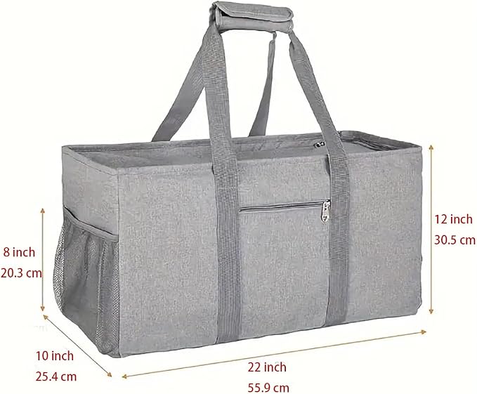 Extra Large Utility Tote Bag - Reusable Grocery Bags Foldable Heavy Duty | Large Shopping Tote 4 Pockets & Reinforced Handles, Water-Resistant Collapsible Tote for Beach, Picnic, Car Storage - Image 2