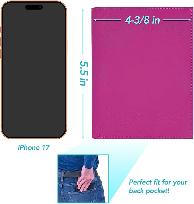 Hot Pink RFID Genuine Leather Passport Wallet - Image 4
