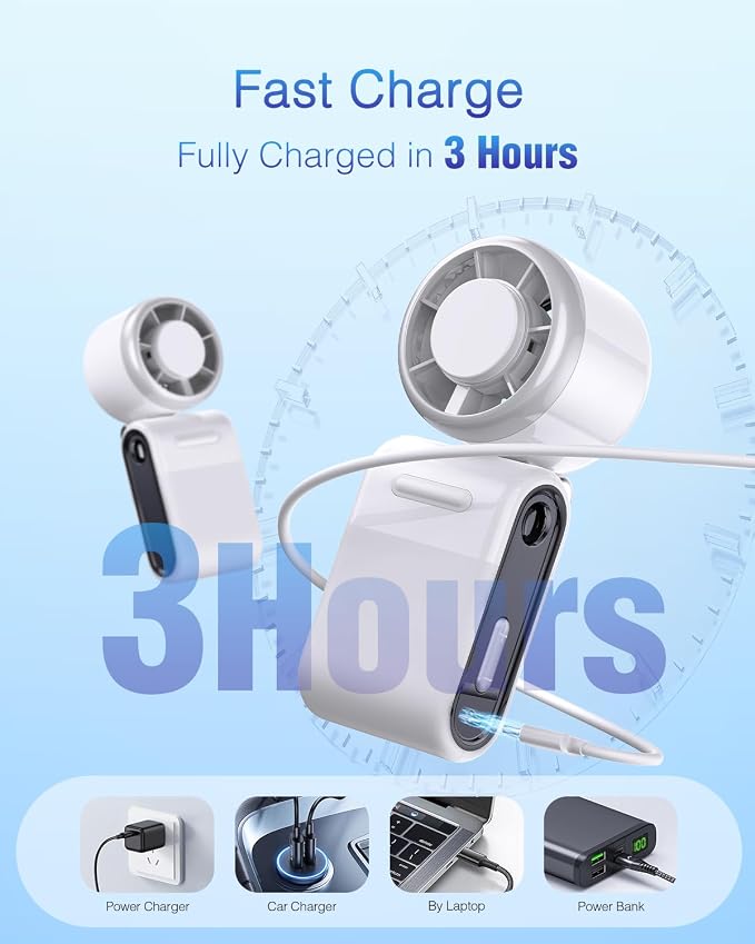 Mini Portable Handheld Turbo Fan – Small but Mighty, Whisper-Quiet, Long-Lasting, 5-Speed High-Velocity Rechargeable battery Fan, Personal Fan for Outdoor, Travel, Gifts for Women & Men(White) - Image 5