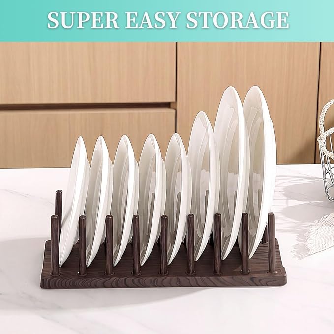 Berglander Dish Rack 14", Adjustable Vertical Plate & Lid Organizer for Kitchen Cabinet or Countertop, Drying Stand for Dishes, Cutting Boards, Pot Lids, Food Container Lids, Cups, Bakeware & Books - Image 4