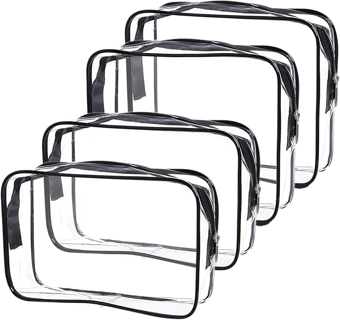 Clear Toiletry Bag Quart Size Bag Travel Makeup Cosmetic Bag PVC Toiletries Cosmetic Pouch for Women Men 3PCS (2M+2S) by Cosywell
