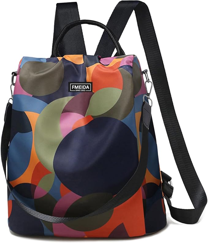 Anti Theft Backpack Purse for Women Convertible Nylon Backpack | Hidden Back Zipper Opening, Light Compact Travel Size, Waterproof Nylon, Daypack for College Work, Polka Dot Back pack by Fmeida