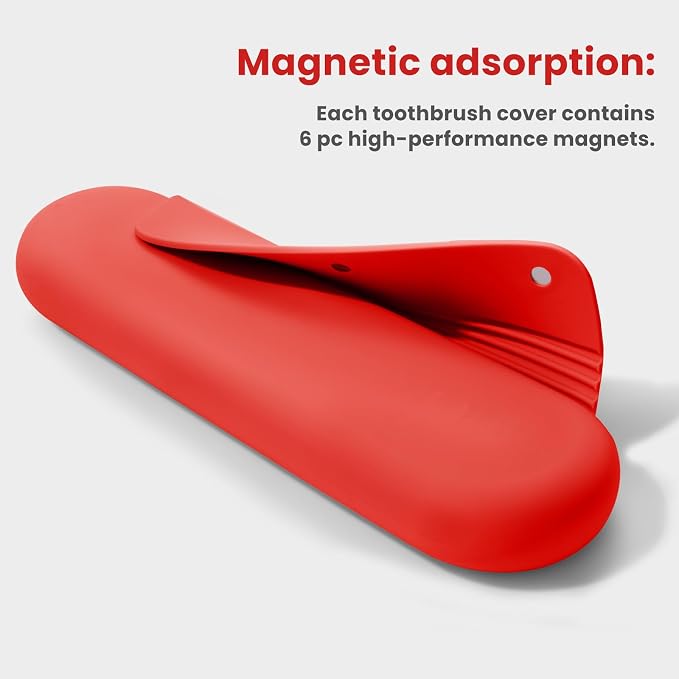 Silicone Electric Toothbrush Travel Case, Manual Toothbrush Travel Cover for Men and Women,Toothbrush Holder for Travel,Gym and More, Fits Most Manual and Electric Toothbrushes - Red - Image 5