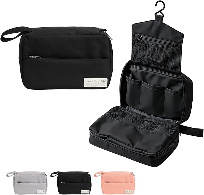 FabDay Small Travel Hanging Toiletry Bag Makeup Toiletries Bag Waterproof Men Black by Fab+Day
