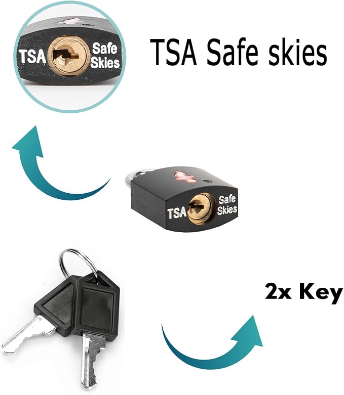 Safe Skies Keyed Alike TSA Lock 8-Pack, 4 Colors | 8 Locks, 2 Keys Each | Purple/Blue/White/Black | TSA Safe Skies Approved | For Family Cruise & Vacation | 90-Day Warranty - Image 4