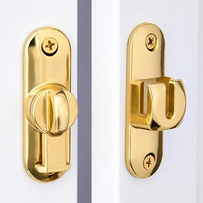 2 Packs Gold 90/180 Degree Barn Door Latches,Flip Gate Lock | Zinc Alloy Flip Gate Latches,Right Angle Door Lock,for bedroom,garage,sliding door,window,cabinet,drawer,pet enclosures - Image 6
