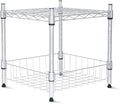 Whitmor 2 Tier Metal Storage Shelves, Heavy Duty Shelf with Basket, 350 lbs Capacity per Shelf, 700 lbs Total, Home Organizer for Kitchen, Garage, Bathroom, 15" L x 14" W x 15" H, Chrome by Whitmor