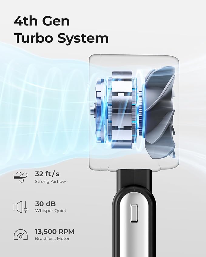 Portable Handheld Turbo Fan - 5 Gear High Speed 4000mAh Rechargeable Mini Personal Hand Fan Blow Cold Air, Battery Operated Travel Essentials, Beach Vacation, Gifts for Women, Men (Black) - Image 4